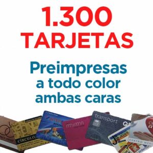 1300 TARJETAS PVC IMPRESAS COLOR A DOS CARAS