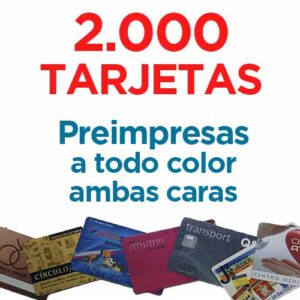 2000 TARJETAS PVC IMPRESAS COLOR A DOS CARAS
