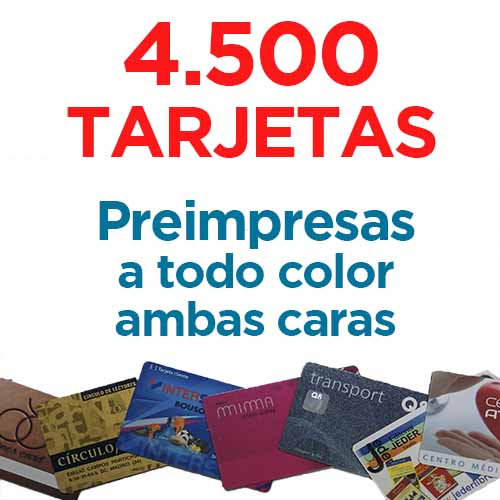 4500 TARJETAS PVC IMPRESAS COLOR A DOS CARAS