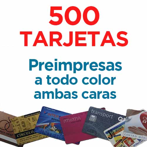 500 TARJETAS PVC IMPRESAS COLOR A DOS CARAS