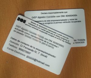 Certificado de Desplazamiento por Trabajo - Estado de Alarma - Coronavirus